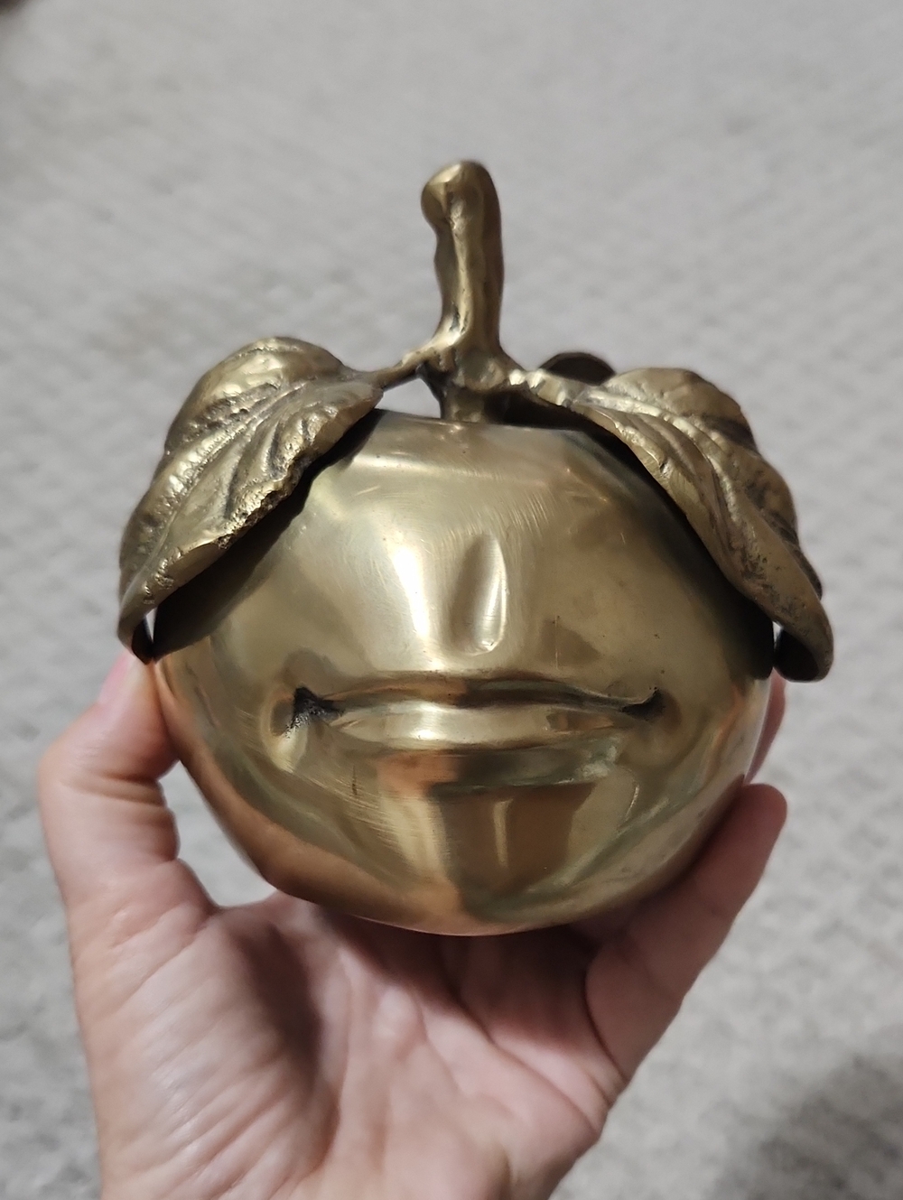 Brass Apple Sculpture Pomme Bouche  Decor Paperweight - Picture 13 of 13